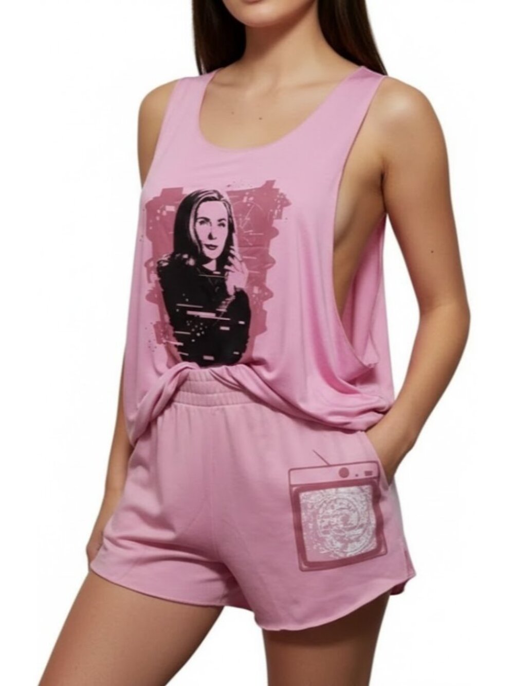 Marvel WandaVision LootWear Pink Lounge Set Tank & Shorts Women’s Size S New